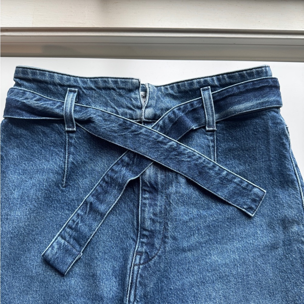 Reformation Kayo High and Skinny Blue Skinny Jeans with Self-Tie Waist